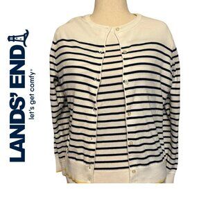 Lands' End Button Down Crewneck Cardigan TWINSET Plus Size 14/16 Large/P